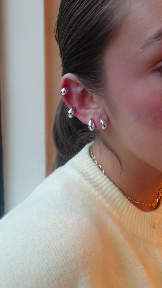 silver minimalist earrings waterproof and hypoallergenic